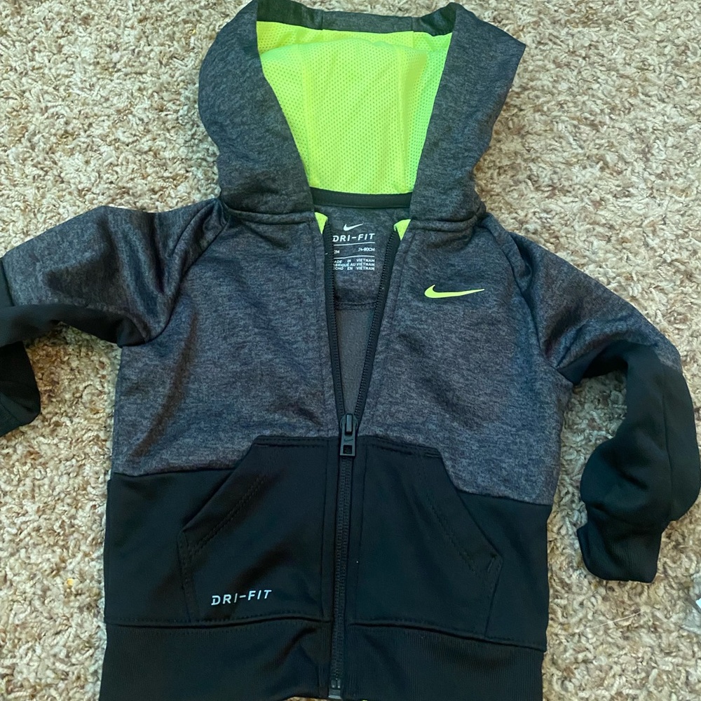 Nike 12M Grey and Lime Zip Hoodie